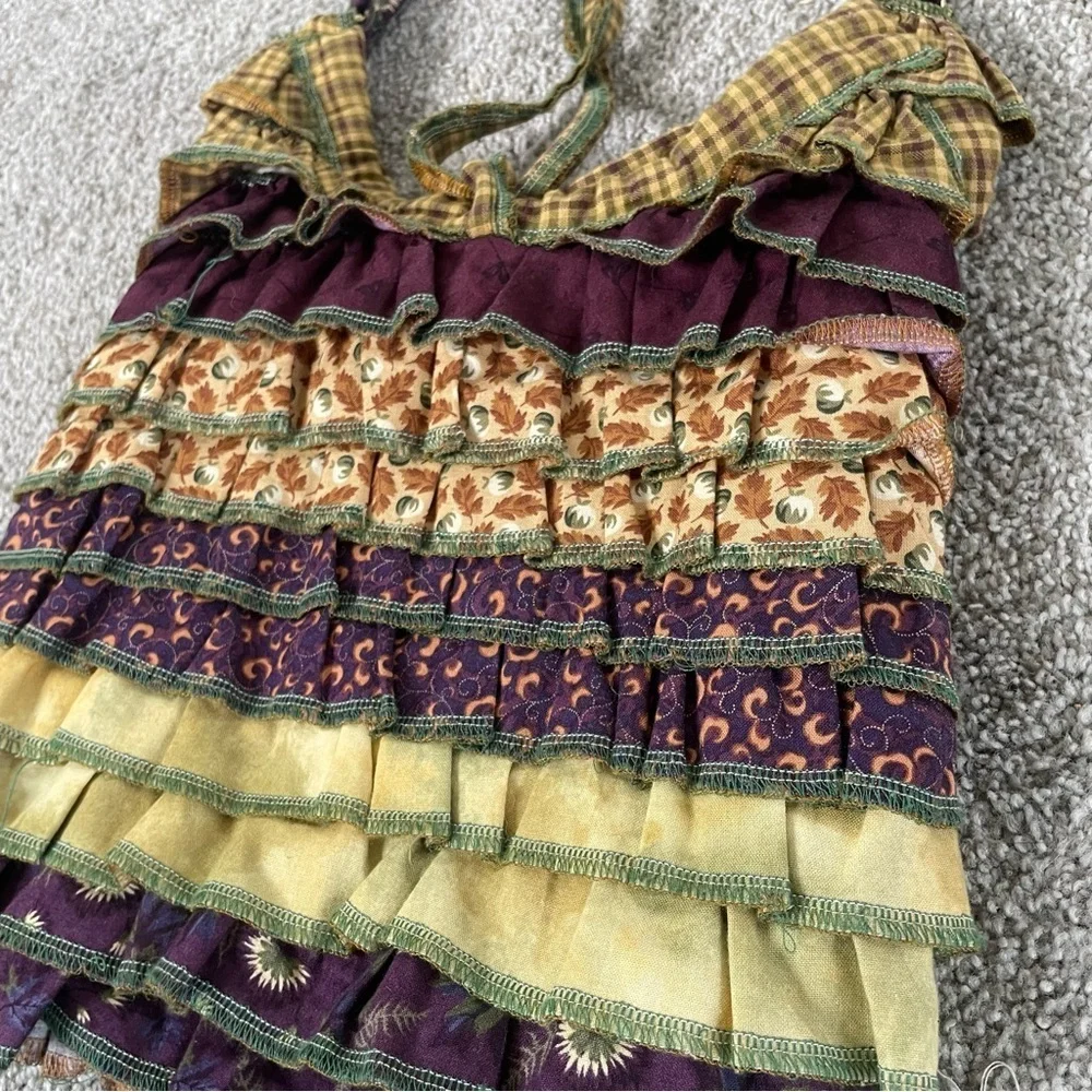 Womens Handmade Ruffle Cottagecore Boho Bag Mix Pattern Quilted Hobo Sack Purse